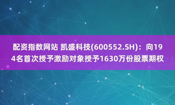 配资指数网站 凯盛科技(600552.SH)：向194名首次授予激励对象授予1630万份股票期权