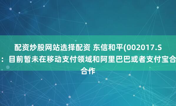 配资炒股网站选择配资 东信和平(002017.SZ)：目前暂未在移动支付领域和阿里巴巴或者支付宝合作